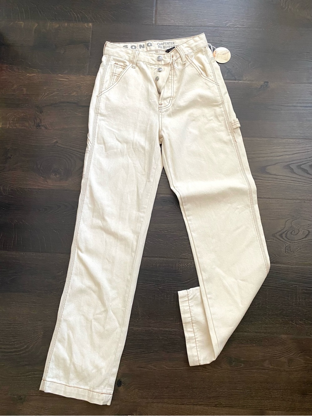 S.O.N.G. Cream Carpenter Jeans 90s Boyfriend Fit Women’s 3/26 NWT